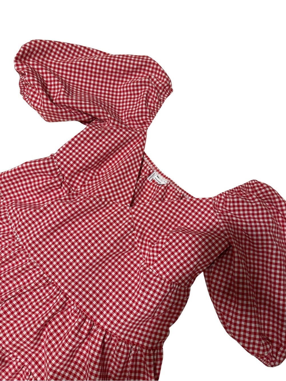 ASOS Red Gingham Mini Dress with Puff Sleeves